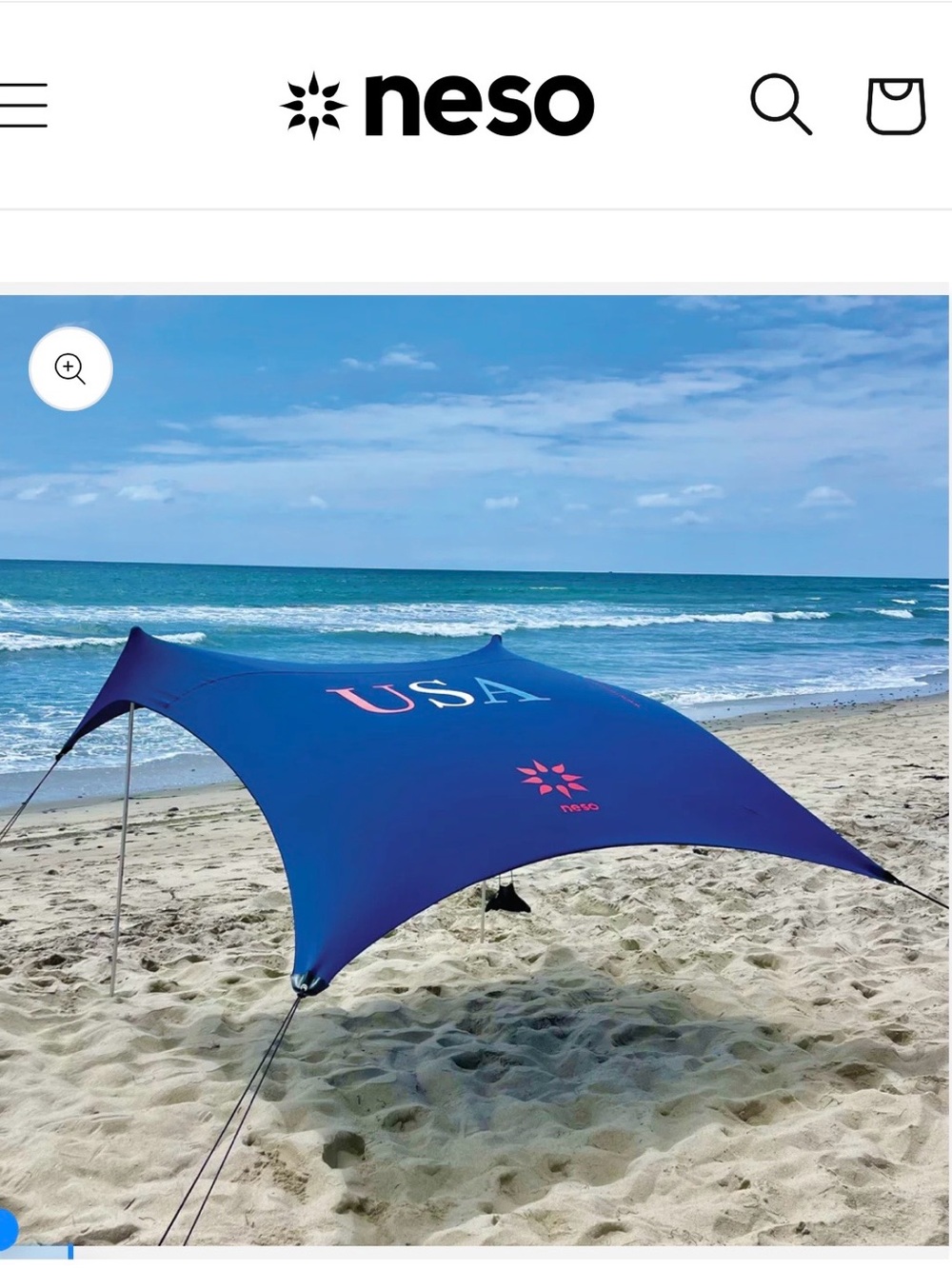 Neso Beach Canopy Sun Shade - Blue with USA Print